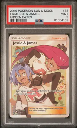Fa/Jessie & James 2019 Pokemon Sun & Moon Hidden Fates #68 PSA 9 - Image 1