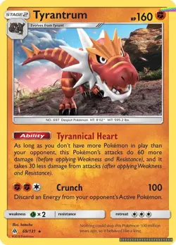 Holofoil - Tyrantrum - 69/131 - SM - Forbidden Light - NM - Image 1
