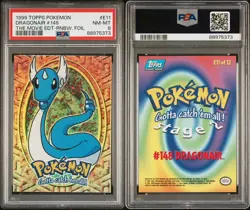 1999 TOPPS Pokemon Movie Edition DRAGONAIR Rainbow Foil E11 PSA 8 - Image 3