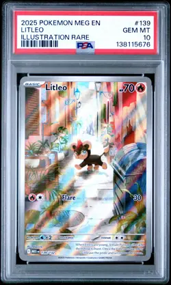 2025 Pokemon Meg En-Mega Evolution #139 Litleo Illustration Rare PSA 10 - Image 1