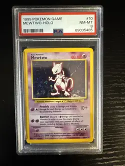 1999 Pokemon TCG Mewtwo Base Set Holo Unlimited Rare PSA 8 - Image 1