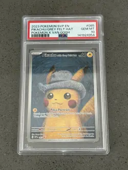 Pokemon Pikachu with Grey Felt Hat Van Gogh Full Art Promo SVP EN 085 PSA 10 - Image 1