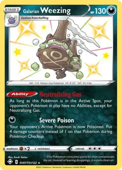 GALARIAN WEEZING SV077/SV122 SHINING FATES POKEMON (SHINY VAULT, NM) - Image 1