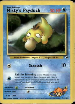 Misty's Psyduck 54/132 Uncommon WOTC Gym Heroes Pokemon - Image 1