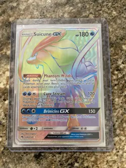 Pokemon 2018 Suicune GX 220/214 Full Art Rainbow Rare Sm-Lost Thunder Holo LP - Image 1