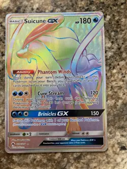 Pokemon 2018 Suicune GX 220/214 Full Art Rainbow Rare Sm-Lost Thunder Holo LP - Image 3