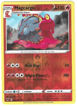 POKEMON VIVID VOLTAGE REVERSE HOLO MAGCARGO 028/185 NM/MINT PACK FRESH - Image 1