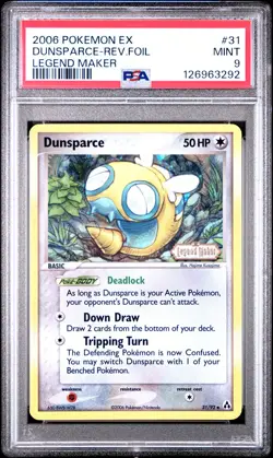 2006 POKEMON EX LEGEND MAKER #31 DUNSPARCE-REVERSE FOIL PSA 9 - Image 1