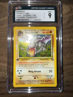 Pokemon Aerodactyl Prerelease 01/62 WOTC Promo Holo 1st Edition Cosmos CGC 9 MT - Image 1