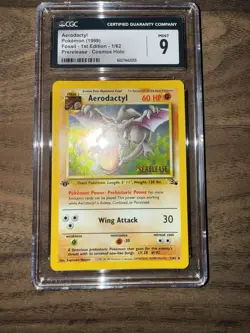 Pokemon Aerodactyl Prerelease 01/62 WOTC Promo Holo 1st Edition Cosmos CGC 9 MT - Image 2