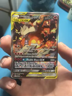 Pokemon Reshiram & Charizard GX TAG TEAM Holo SM201 Pokemon TCG Card Stock - Image 3