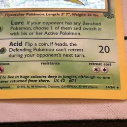 Pokemon Victreebel Jungle 1st Edition Holo Rare English Card 14/64 1999 - Image 3