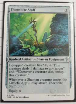 MTG White Border - Thornbite Staff - Mystery Booster 2 [Good Condition] - Image 1