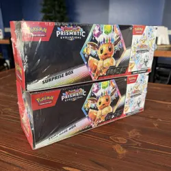 Lot Of 2 Pokemon Prismatic Evolutions Surprise Box+Booster Bundle Sams Club Set - Image 1