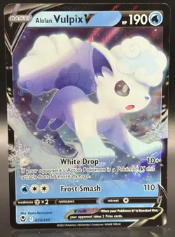 Pokemon TCG Alolan Vulpix V Silver Tempest 033/195 Holo Ultra Rare - Image 1