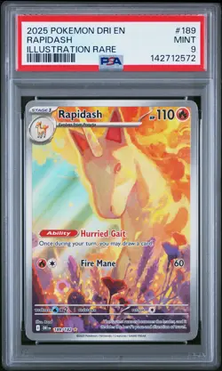 2025 POKEMON DRI EN-DESTINED RIVALS ILLUSTRATION RARE #189 RAPIDASH PSA 9 - Image 1