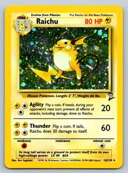 Raichu - Base Set 2 - Holo - Rare - 16/130 - Pokemon - LP - Image 2