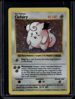 Pokemon TCG Clefairy 5/102 Base Set Shadowless Holo Rare HP - Image 1