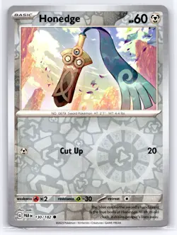 Pokemon NM Reverse Holo Honedge - 130/182 Common SV04: Paradox Rift - Image 1