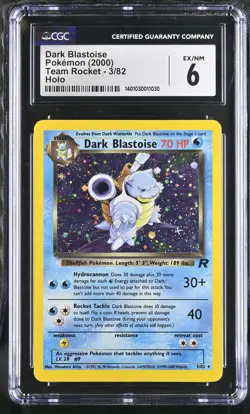 CGC 6 Dark Blastoise 2000 Team Rocket #3/82 Holo Pokemon - Image 1