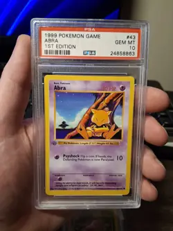 1999 POKEMON BASE SET 1ST EDITION #43/102 ABRA PSA 10 - Image 2
