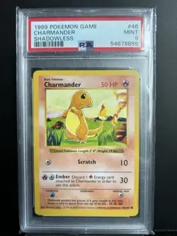 Pokemon TCG Charmander Base Set Shadowless 46/102 1999 Common PSA 9 English - Image 1