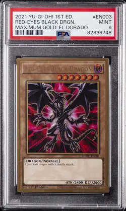 2021 YU-GI-OH! MAXIMUM GOLD: EL DORADO 1ST EDITION RED-EYES BLACK DRAGON PSA 9 - Image 1