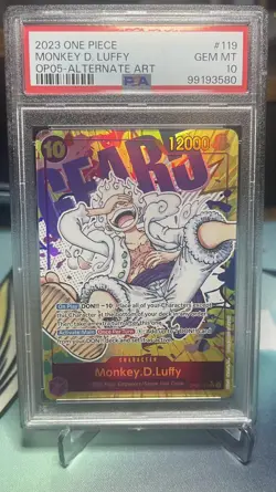2023 ONE PIECE OP05 119 MONKEY D LUFFY GEAR 5 NIKA SEC ALT ART ENGLISH PSA 10 - Image 1