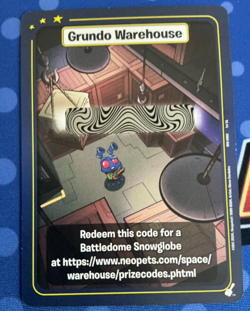 Neopets TCG Grundo's Warehouse CODE Card - Battledome Snowglobe - Image 1
