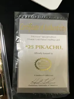 Near Mint 23K Gold Plated PIKACHU Trading Card 1999 Burger King Pokemon - RARE - Image 2
