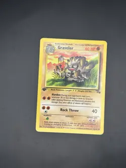 Pokemon Fossil Set Graveler 37/62 1st Edition Regular Non-Holo Card LP English - Image 1