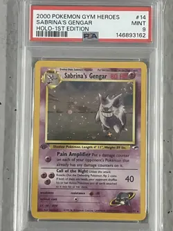 Pokemon 2000 Gym Heroes Sabrina's Gengar 1st Edition Holo PSA 9 #14 MINT - Image 1