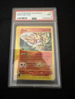 2003 Pokemon PSA 9 MINT Reverse Rare Holo Foil Entei - 10/147 Aquapolis eSeries - Image 1