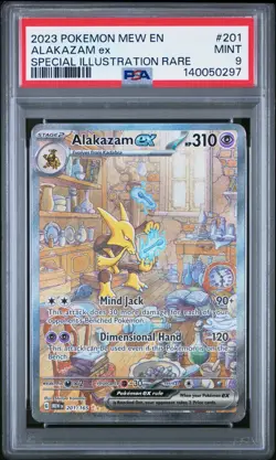 2023 POKEMON MEW EN-151 201 ALAKAZAM EX SPECIAL ILL. RARE - PSA 9 - (140050297) - Image 1