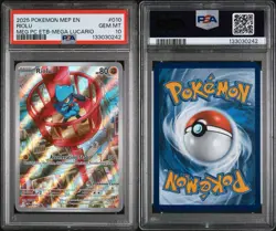 2025 POKEMON MEGA EVOLUTION POKEMON CENTER ETB PROMO #010 RIOLU PSA 10 Pop 9 - Image 3
