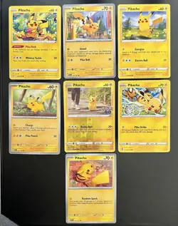 7 Pikachu Pokemon Card Collection Pokemon GO MEW Paldean Fates NM/ LP - Image 1