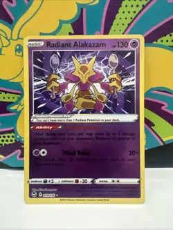 Radiant Alakazam 059/195 Silver Tempest Ultra Rare Holo Shiny Pokemon Card New - Image 1