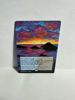 MTG Altered Watery Grave Hand Painted Sunset - Image 1