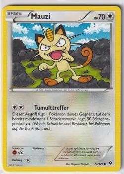 Pokemon Card XY Fate Forge No. 74/124 Meowth German - Image 1