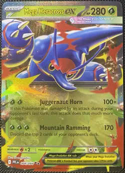 Mega Heracross ex 004/094 Me02: Phantasmal Flames Holo - Pokemon Card - Image 1