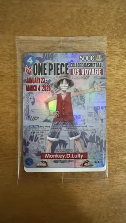 One Piece Monkey.D.Luffy US College Basketball Promo Card - Unopened - Image 1