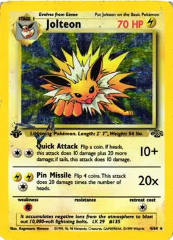 Pokemon Jolteon TCG Jungle 4/64 Holo 1st Edition Rare Card DMG - Image 1