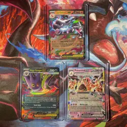 Mega Charizard x EX Mega Gengar Ex Palossand Ex Pokemon Card Lot In Excellent Co - Image 1