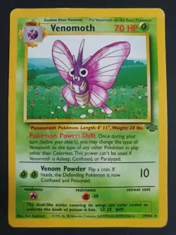 Venomoth 29/64 - Jungle Set - Pokemon Card - Moderately Played - Image 1
