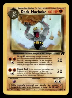 Dark Machoke 40/82 Uncommon Team Rocket WOTC Pokemon LP - Image 1