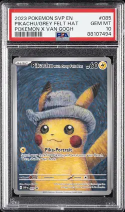 2023 POKEMON SVP EN-SV BLACK STAR PROMO #085 PIKACHU WITH GREY FELT HAT PSA 10 - Image 1