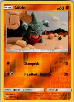 Pokemon | SM - Unified Minds | Gible | 112/236 | Reverse Holo | NM - Image 1