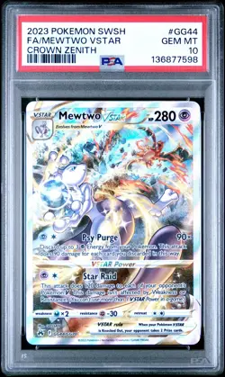 Pokemon TCG Mewtwo Vstar GG44/GG70 Crown Zenith Galarian Gallery PSA 10 - Image 1