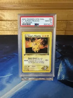 Pokemon 2000 Lt. Surge’s Pikachu 1st Ed. Gym Challenge 84/132 PSA 10 GEM MT💎 - Image 1