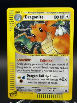 2002 Pokemon Dragonite 9/165 Expedition E-reader Holo Rare Swirl! Vintage LP + - Image 1